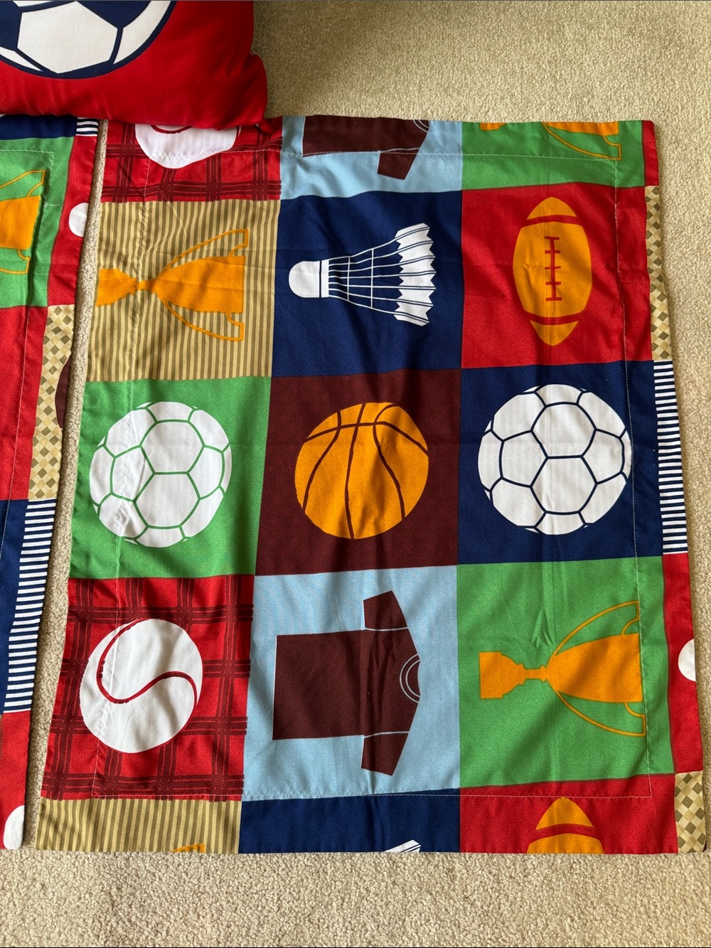 Bundle of Kids Sports 2 Pillow Cases & One Soccer Pillow Set - Red - Multicolor - Picture 3 of 8